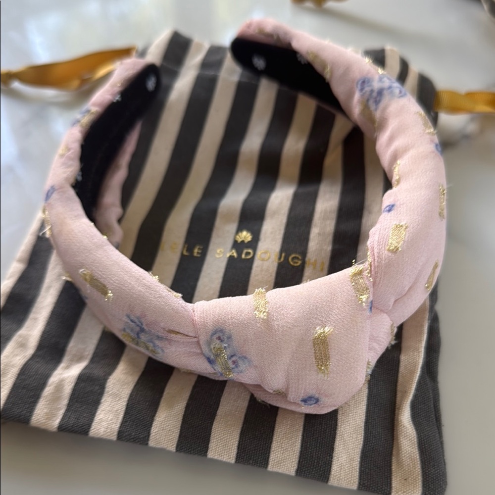 Lele Sadoughi x Loveshack Fancy Pink and Gold Headband